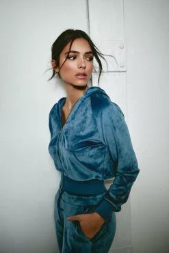 The Akala Studio Blue Velvet Hoodie New
